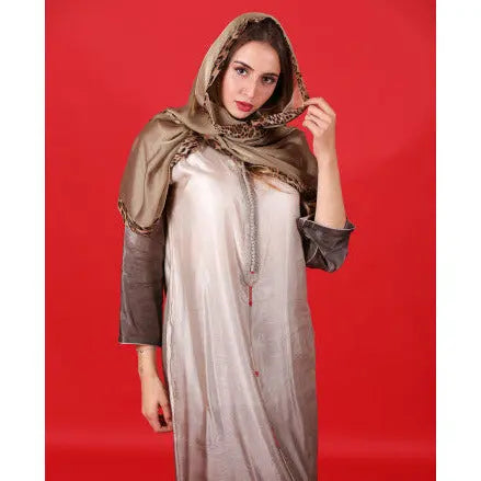 Biyadina Beige Djellaba with beige and red sfifa Biyadina Store