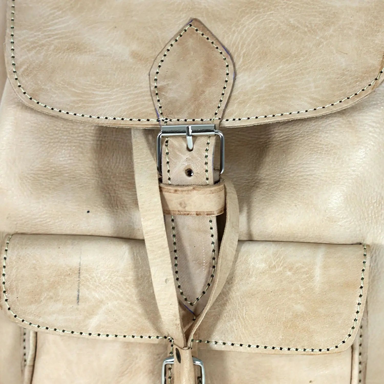 Biyadina Biyadina Premium Beige Handmade Leather Backpack - Vintage Style handmade by our highly expert craftsman BiyadinaStore