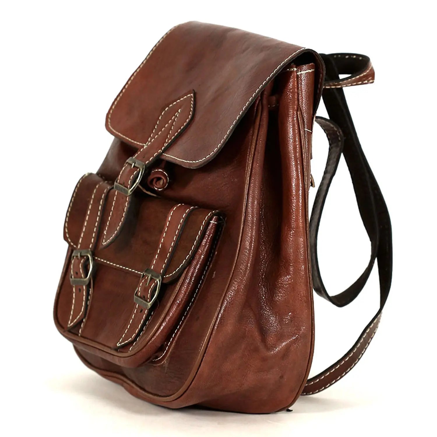 Biyadina Biyadina Premium Brown Handmade Leather Backpack - Classic Bags with Timeless Elegance BiyadinaStore