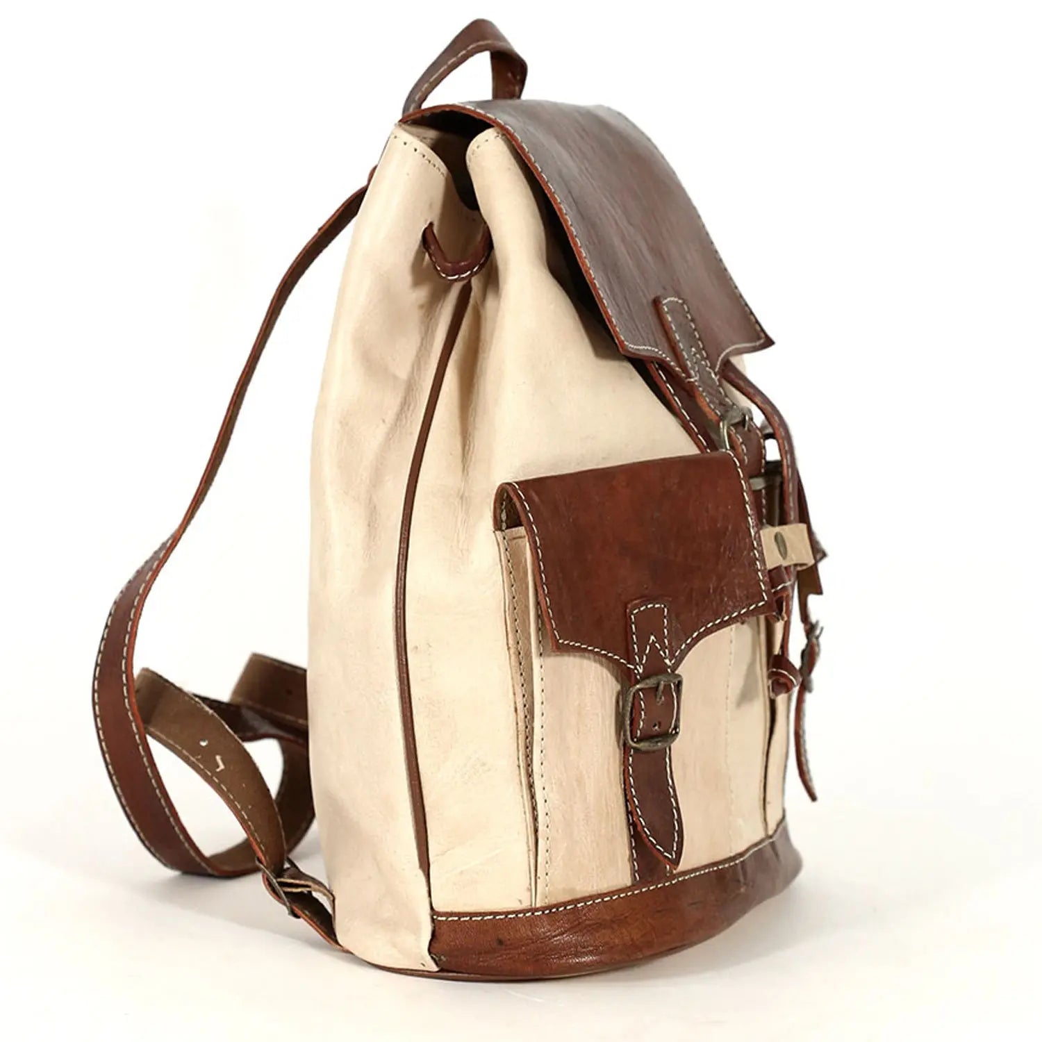 Biyadina Biyadina Premium Brown Handmade Leather Backpack - Vintage Style with Timeless Elegance BiyadinaStore