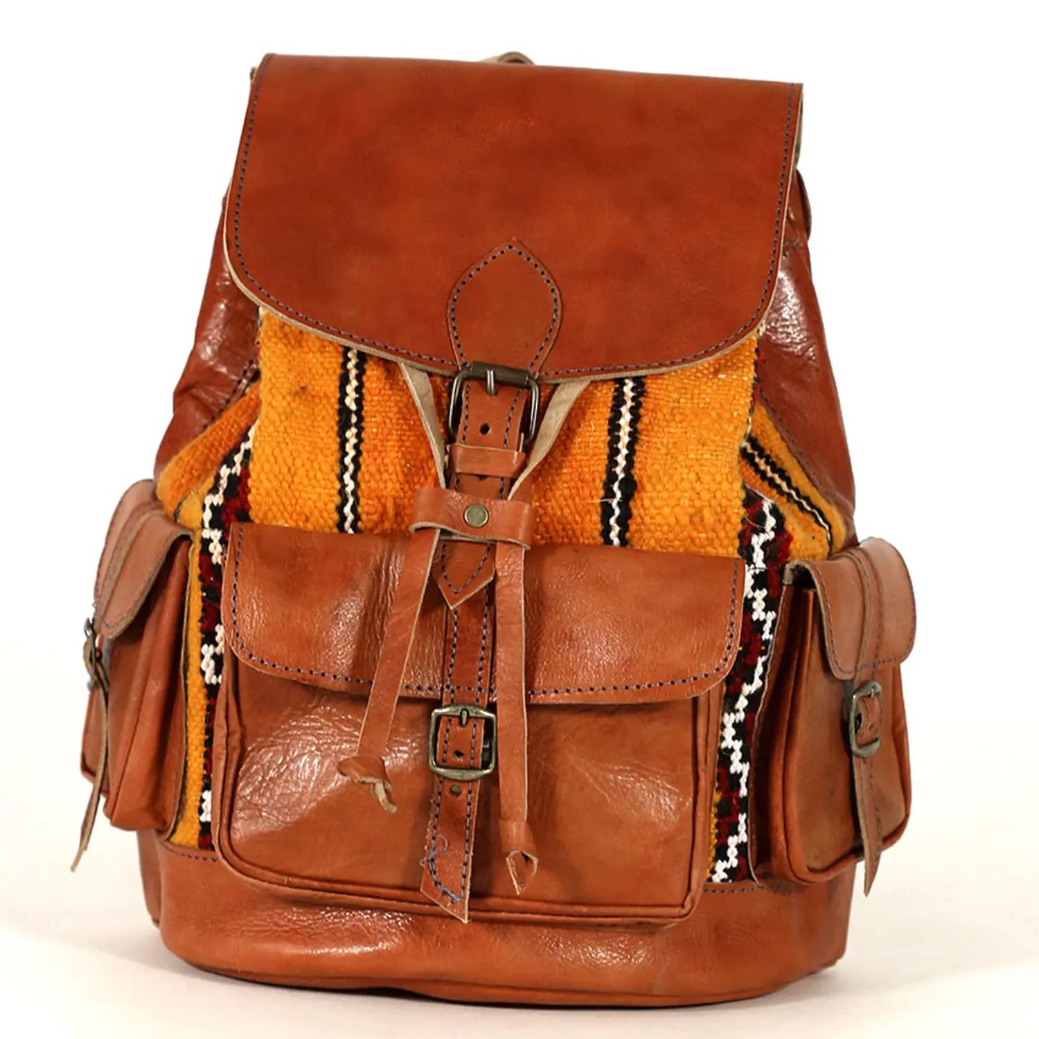 Biyadina Biyadina Premium Red Handmade Leather Backpack - Classic Bags with Timeless Elegance BiyadinaStore