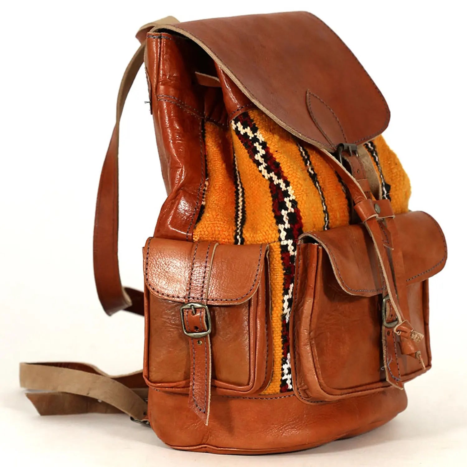 Biyadina Biyadina Premium Red Handmade Leather Backpack - Classic Bags with Timeless Elegance BiyadinaStore