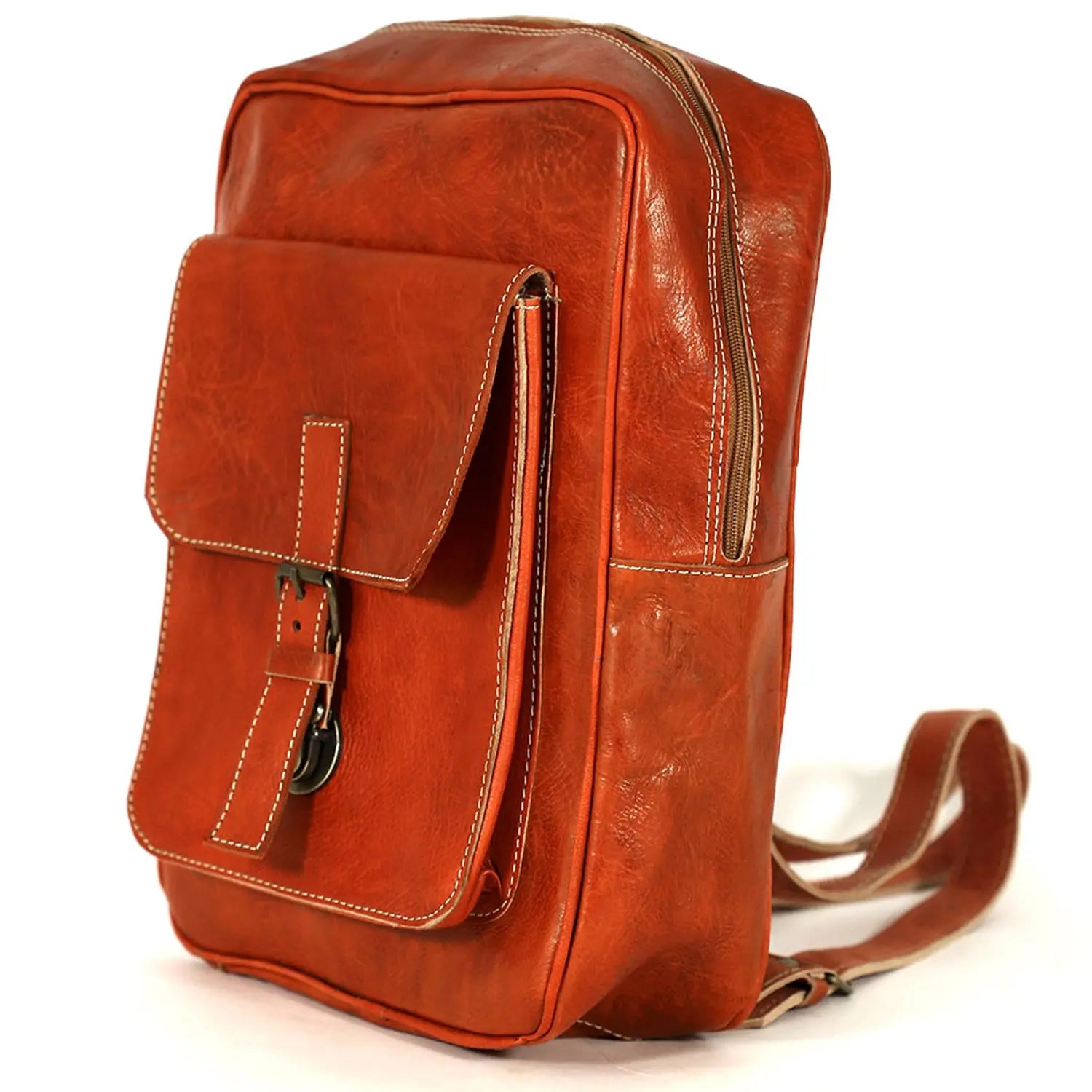 Biyadina Biyadina Premium Red Handmade Leather Backpack - Classic Style with Timeless Elegance BiyadinaStore