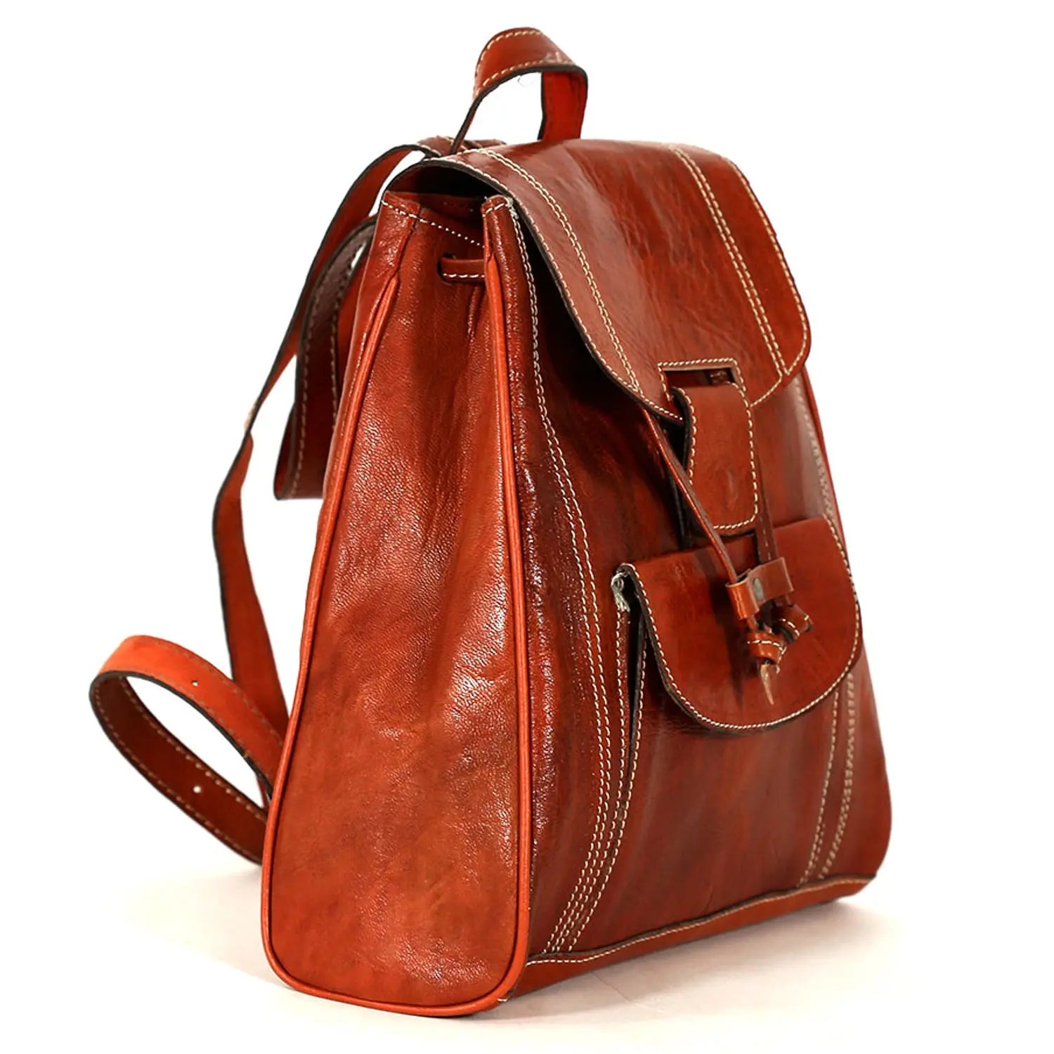 Biyadina Biyadina Premium Red Handmade Leather Backpack - Vintage Style goods for women BiyadinaStore