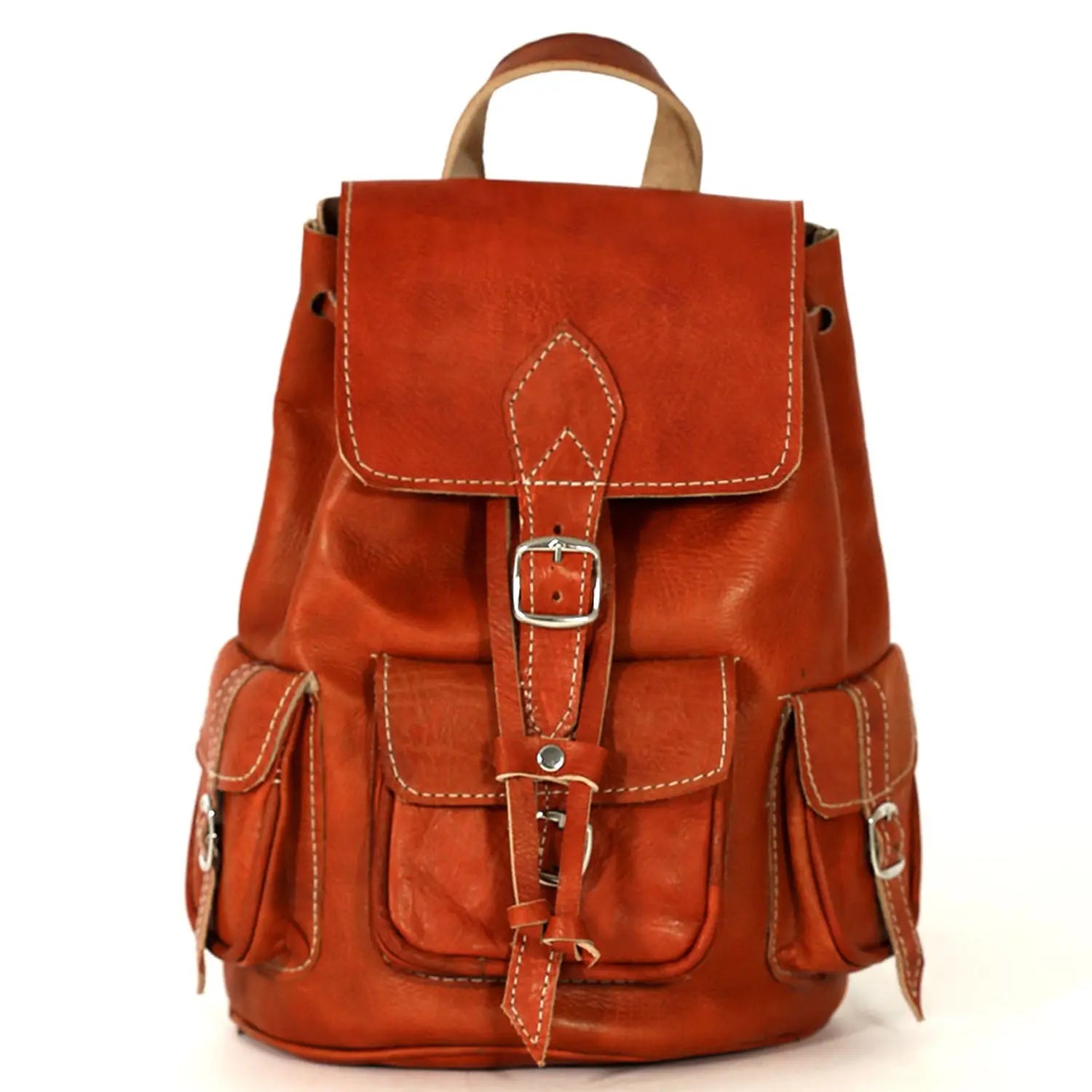 Biyadina Biyadina Premium Red Handmade Leather Backpack - Vintage Style handmade by our highly expert craftsman BiyadinaStore