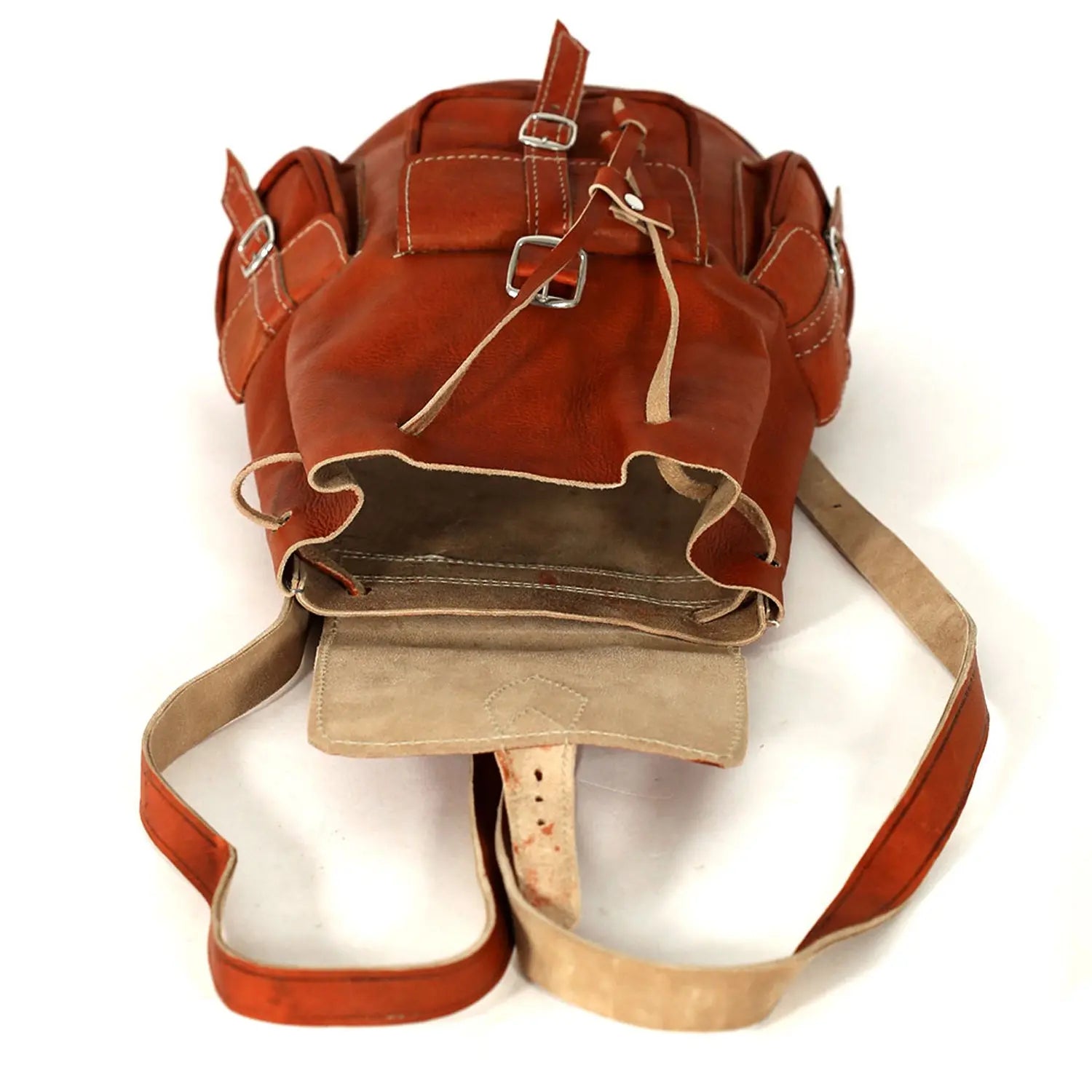 Biyadina Biyadina Premium Red Handmade Leather Backpack - Vintage Style handmade by our highly expert craftsman BiyadinaStore
