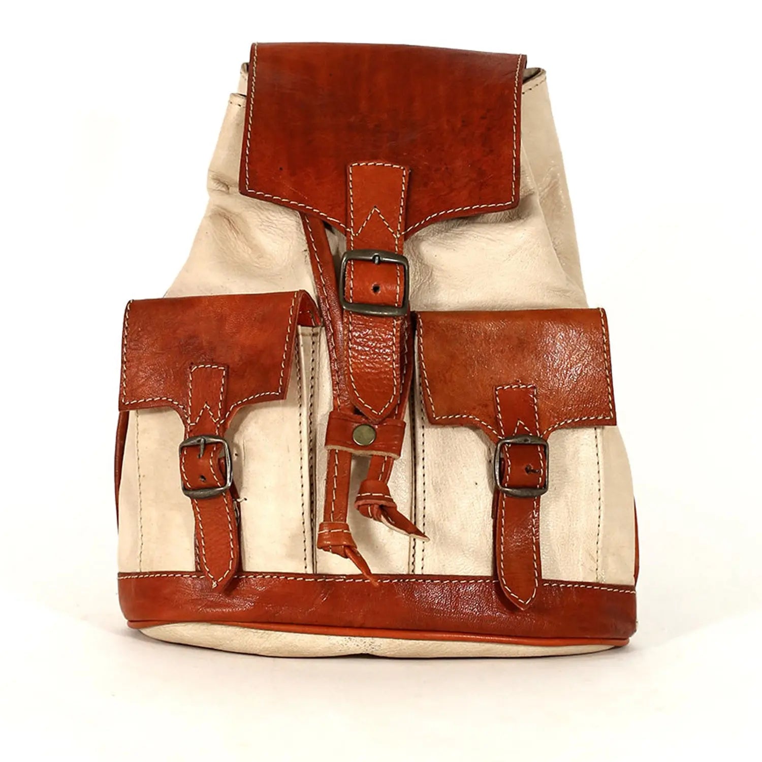 Biyadina Biyadina Premium Red Handmade Leather Backpack - Vintage Style with Timeless Elegance BiyadinaStore