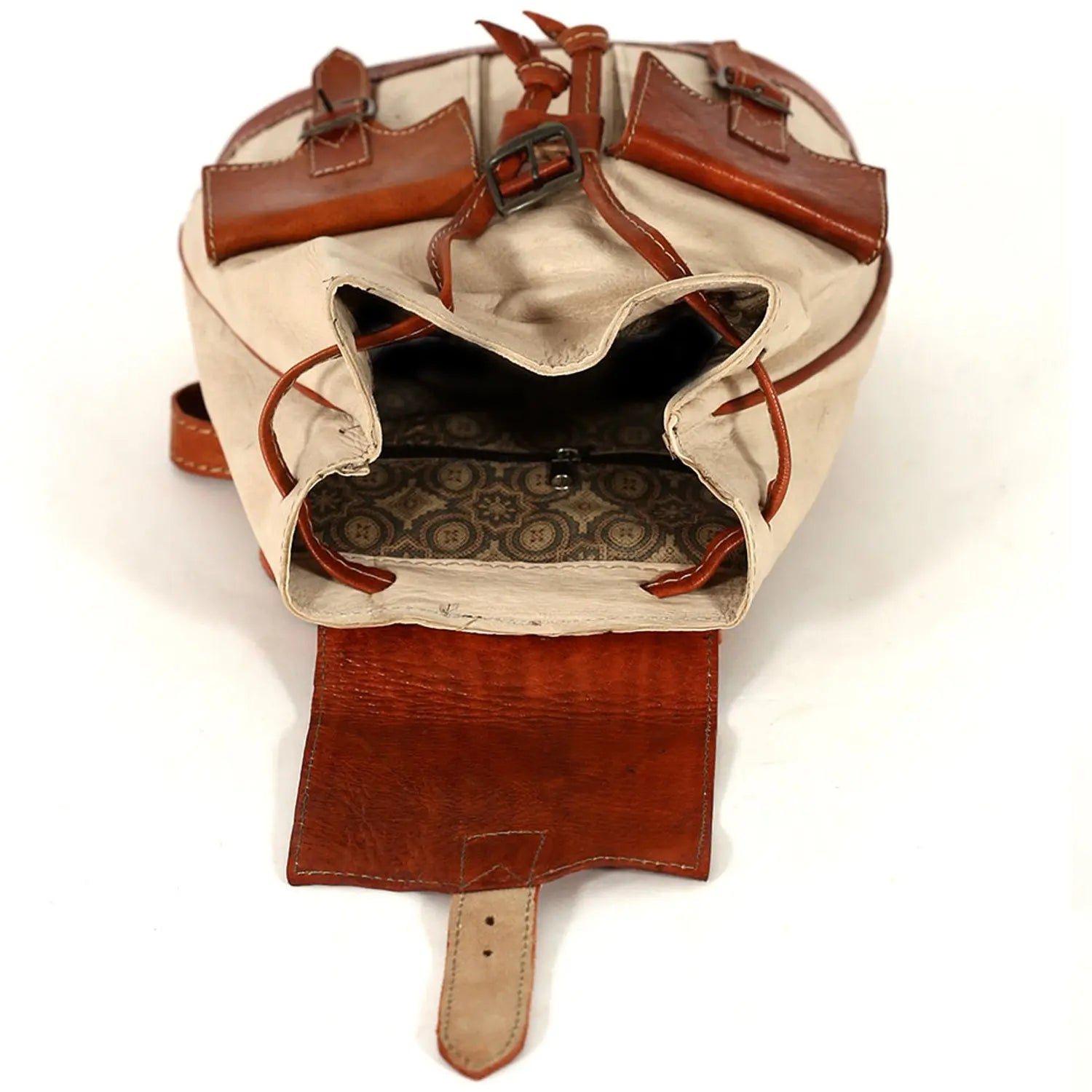 Biyadina Biyadina Premium Red Handmade Leather Backpack - Vintage Style with Timeless Elegance BiyadinaStore