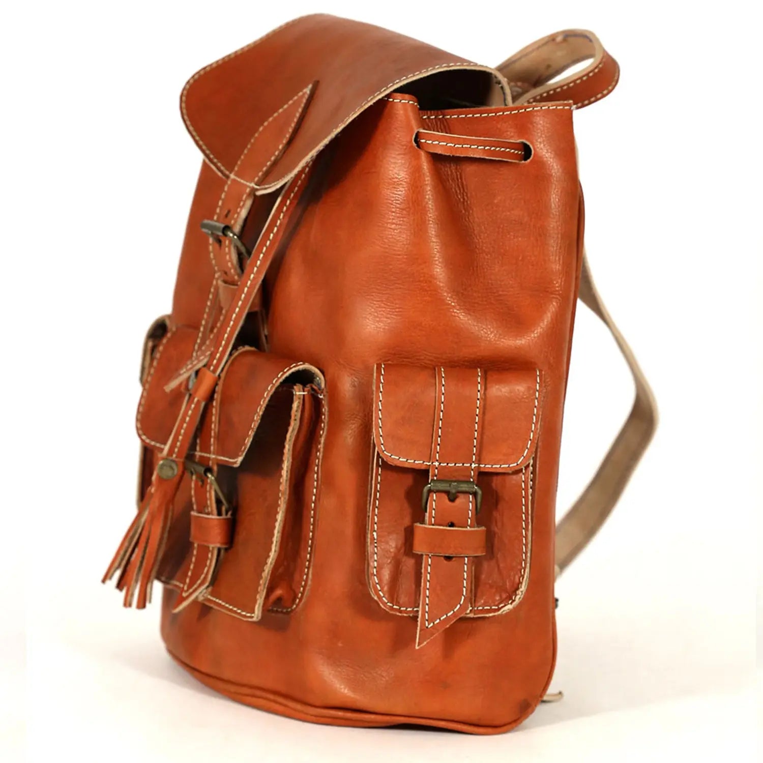 Biyadina Biyadina Premium Red Handmade Leather Backpack - handmade by our highly expert craftsman Timeless Elegance BiyadinaStore