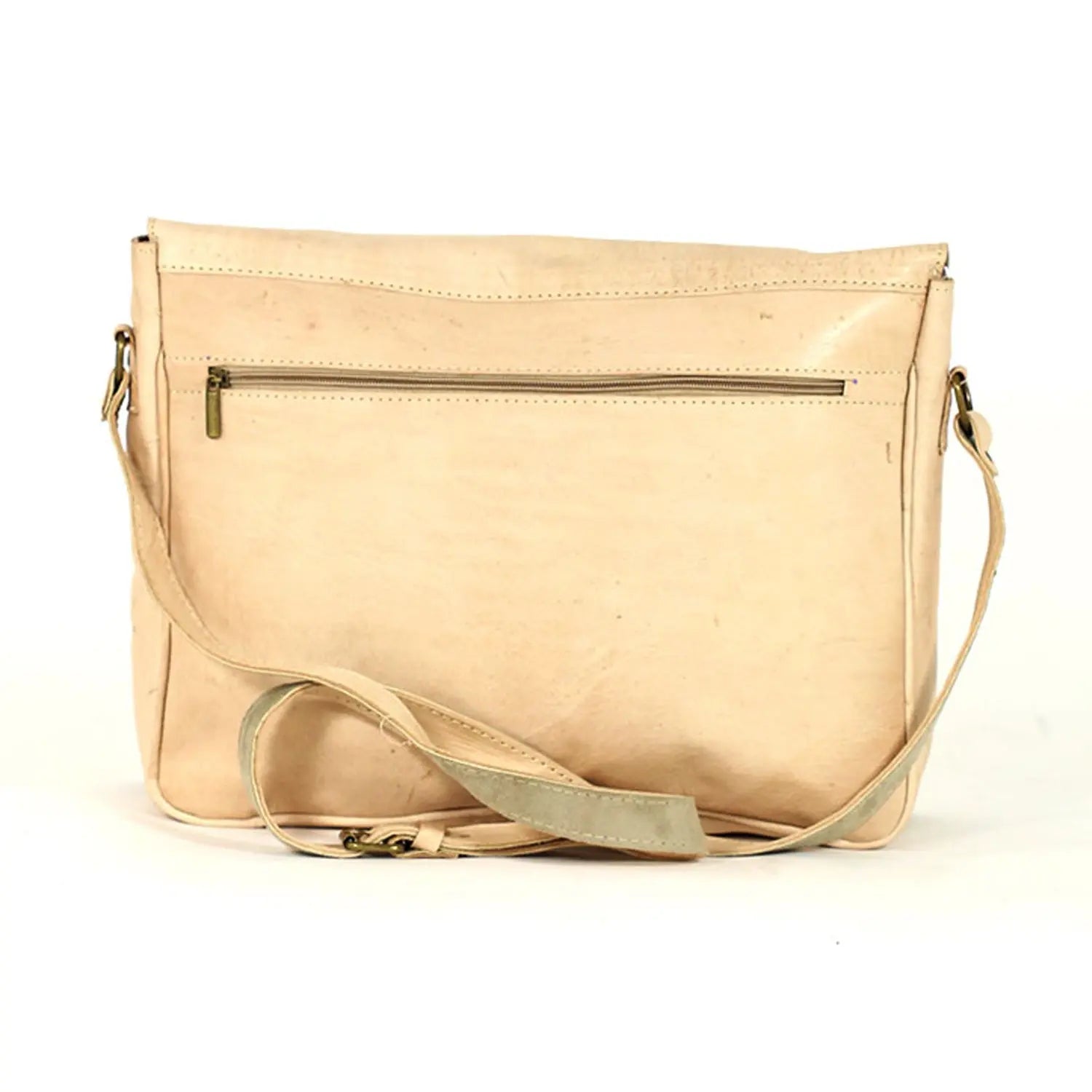 Biyadina Biyadina Premium Vintage Messenger Leather Bag Handmade Satchel Beige - Timeless Elegance for Professionals BiyadinaStore