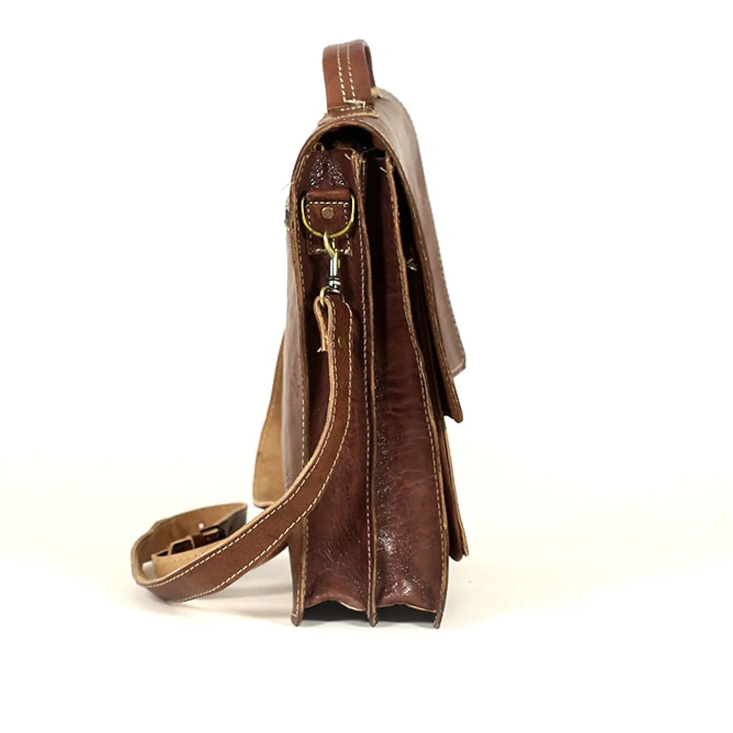 Biyadina Biyadina Premium Vintage Messenger Leather Bag Handmade Satchel Brown Antique Cowhide Leather BiyadinaStore