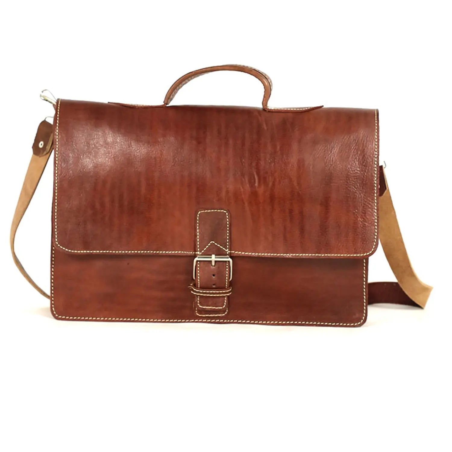 Biyadina Biyadina Premium Vintage Messenger Leather Bag Handmade Satchel Brown - Timeless Elegance for Professionals BiyadinaStore