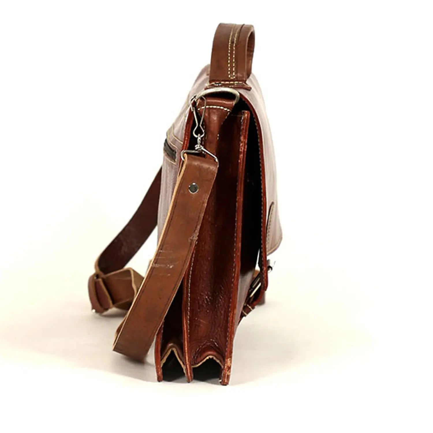 Biyadina Biyadina Premium Vintage Messenger Leather Bag Handmade Satchel Brown - Timeless Elegance for Professionals BiyadinaStore