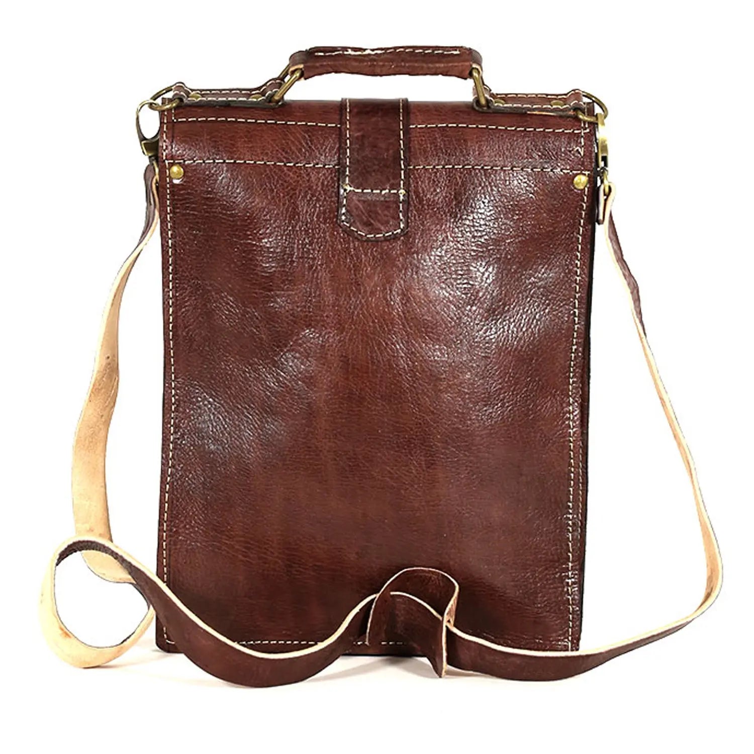 Biyadina Biyadina Premium Vintage Messenger Leather Bag Handmade Satchel Brown for Ladies and gentleman Shoulder-bags BiyadinaStore