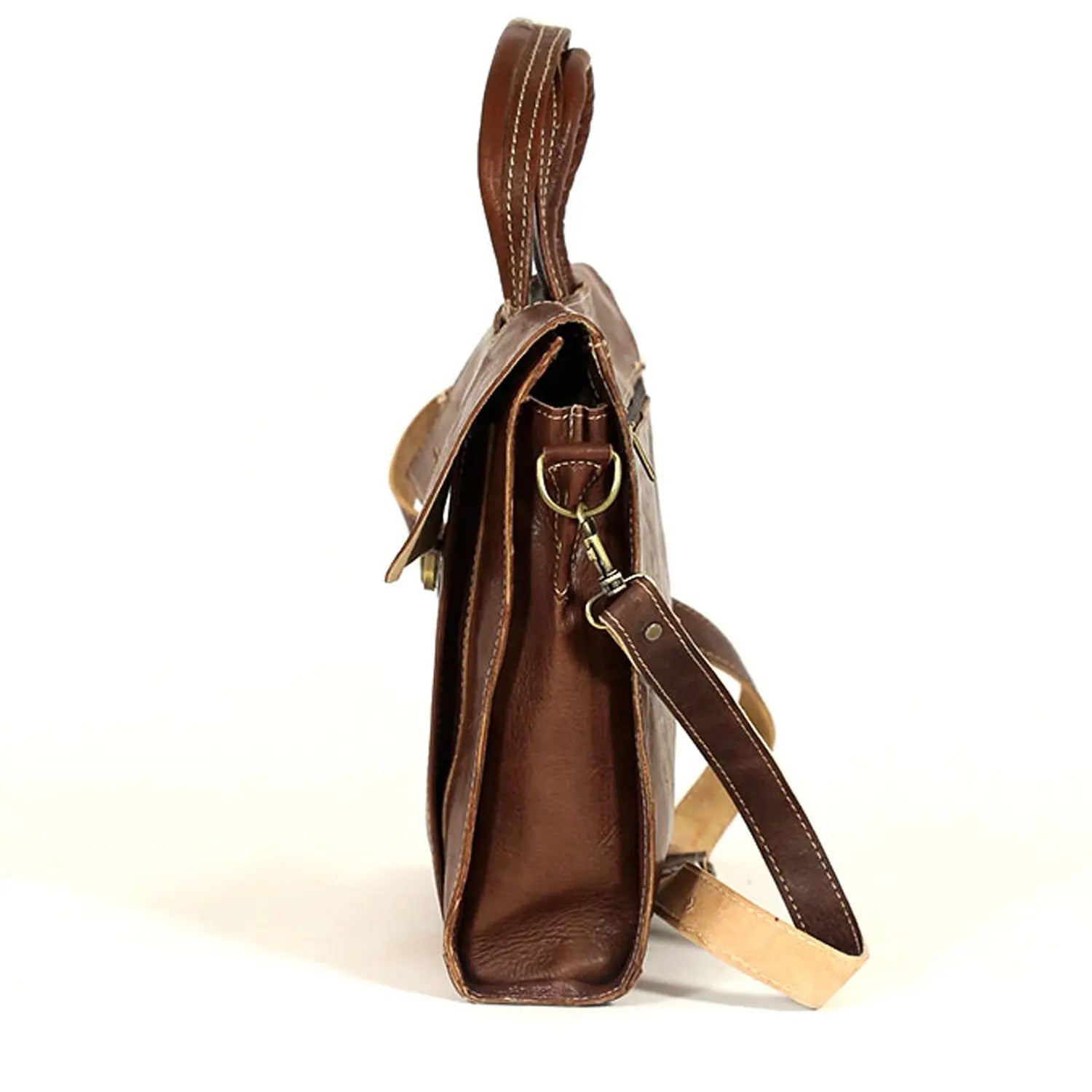 Biyadina Biyadina Premium Vintage Messenger Leather Bag Handmade Satchel Dark Brown - Timeless Elegance for Professionals BiyadinaStore