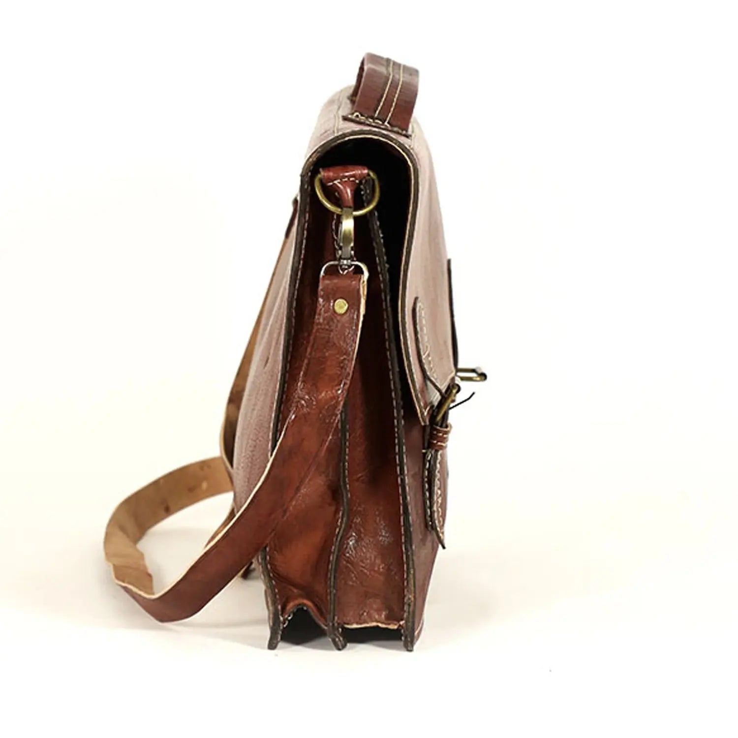 Biyadina Biyadina Premium Vintage Messenger Leather Bag Handmade Satchel Dark Brown handmade by our highly expert craftsman BiyadinaStore