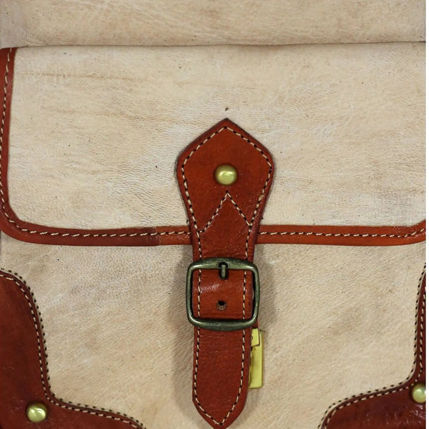 Biyadina Biyadina Premium White/Red Handmade Leather Backpack - Vintage Style with Timeless Elegance BiyadinaStore