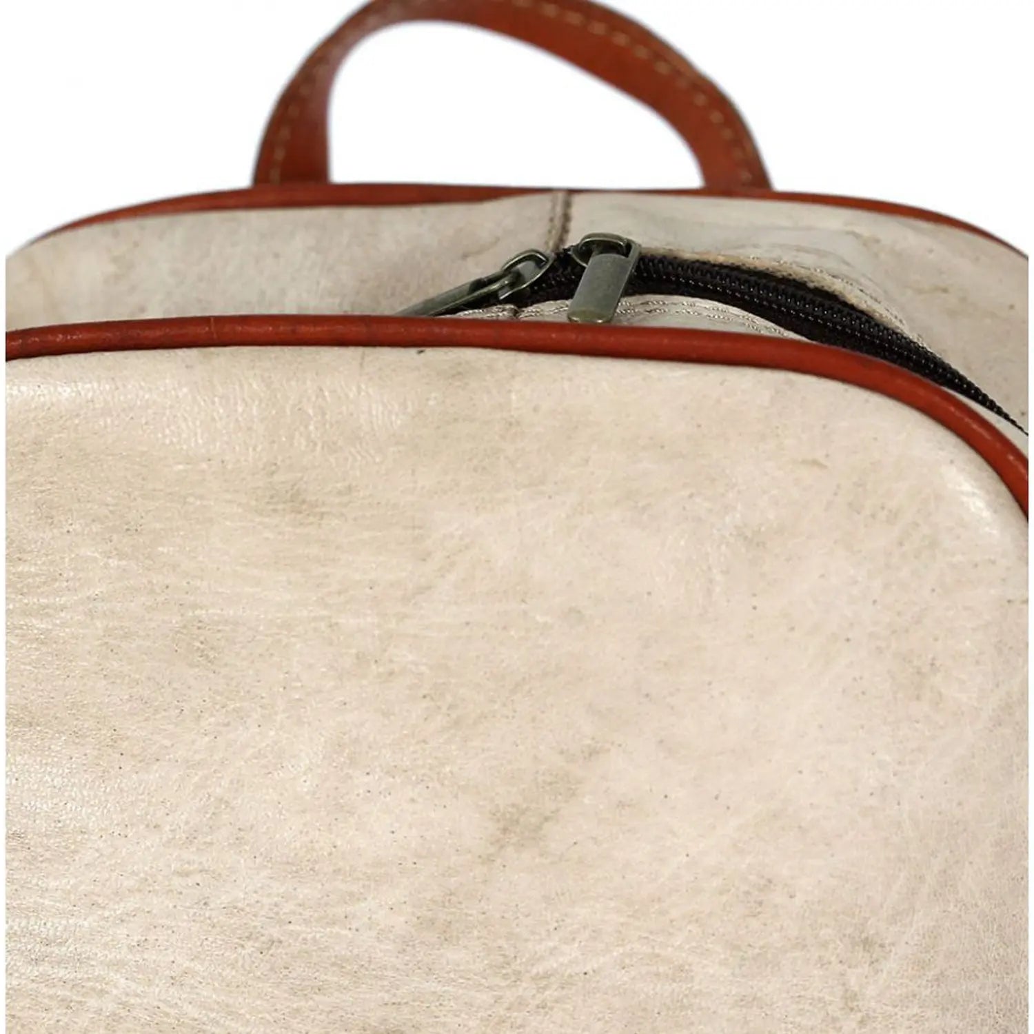 Biyadina Biyadina Premium White/Red Handmade Leather Backpack - Vintage Style with Timeless Elegance BiyadinaStore