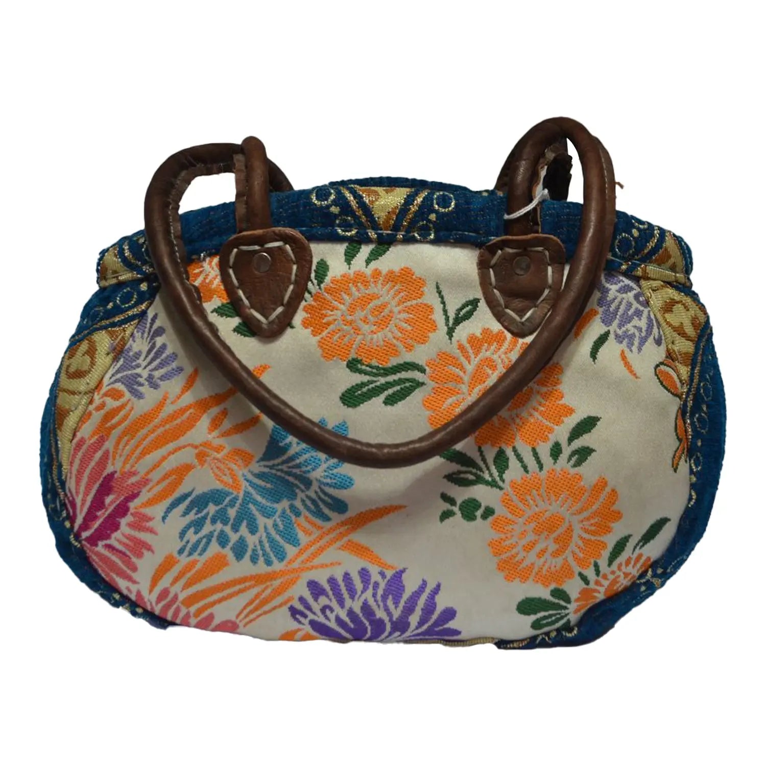 Biyadina Biyadina Store Shoulder Bag Purse - Blue Brown - Stylish & Functional Travel Accessory - Premium Calfskin Leather & Kilim - Multiple Compartments BiyadinaStore