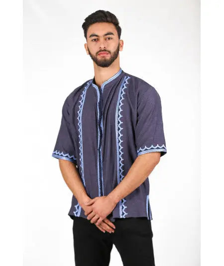 Biyadina Blue denim tunic with blue sfifa Biyadina Store