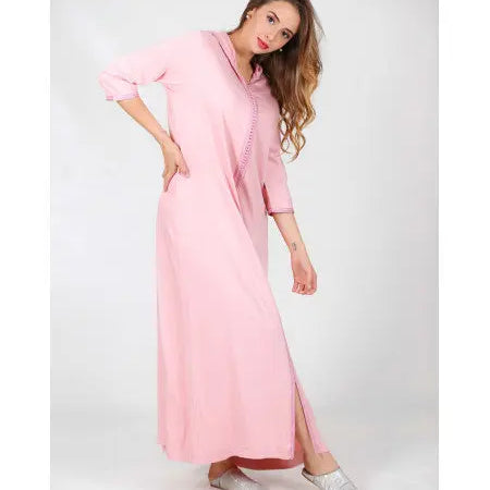 Biyadina Djellaba mlifa pink single with pink sfifa Biyadina Store