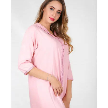 Biyadina Djellaba mlifa pink single with pink sfifa Biyadina Store