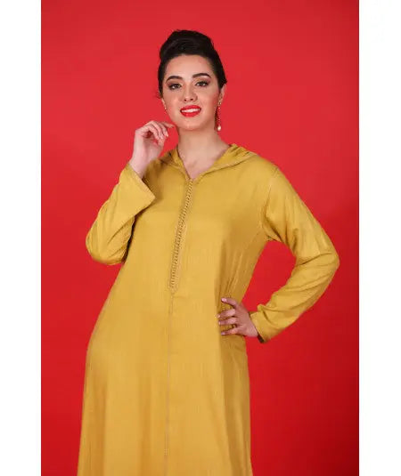 Biyadina Djellaba mustard with mustard sfifa Biyadina Store