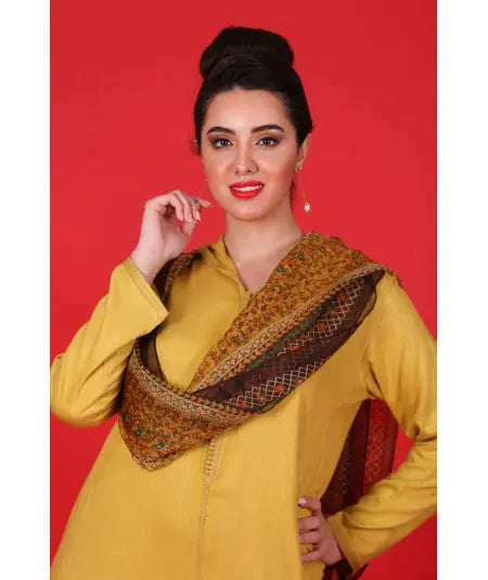 Biyadina Djellaba mustard with mustard sfifa Biyadina Store