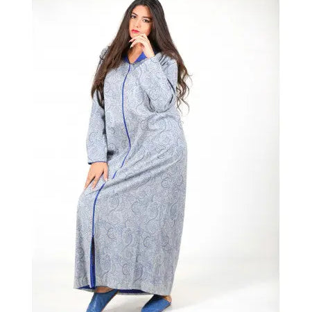 Biyadina Djellaba printed with blue randa Biyadina Store