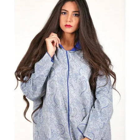 Biyadina Djellaba printed with blue randa Biyadina Store