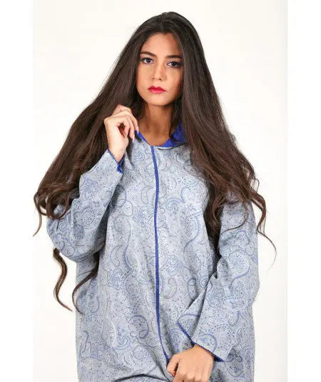 Biyadina Djellaba printed with blue randa Biyadina Store