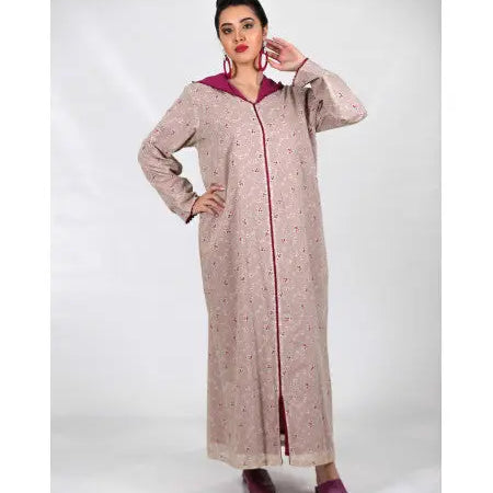 Biyadina Djellaba printed with purple randa Biyadina Store