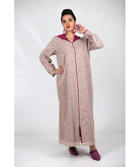 Biyadina Djellaba printed with purple randa Biyadina Store