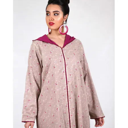 Biyadina Djellaba printed with purple randa Biyadina Store