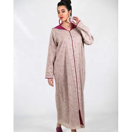 Biyadina Djellaba printed with purple randa Biyadina Store