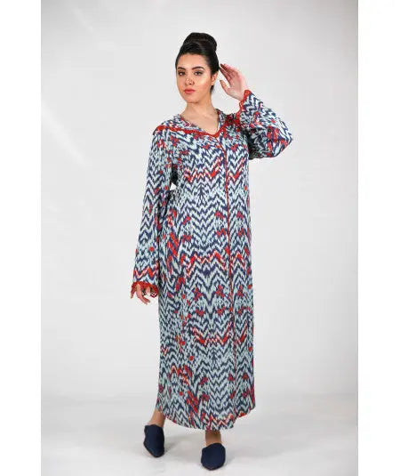 Biyadina Djellaba printed with red randa Biyadina Store