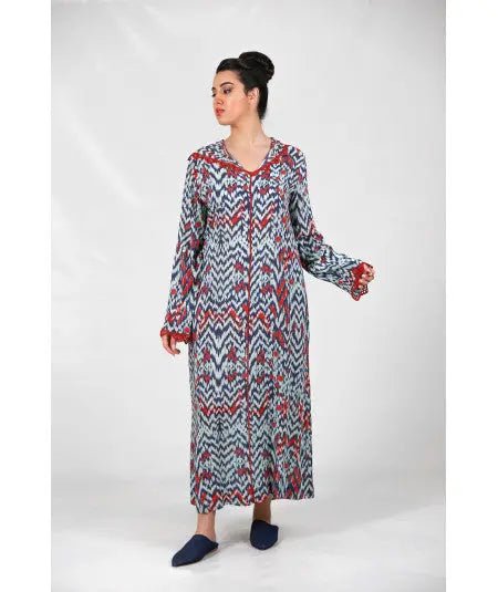 Biyadina Djellaba printed with red randa Biyadina Store