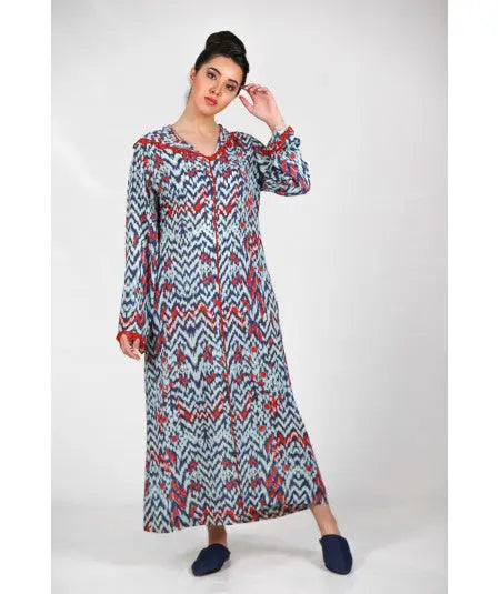 Biyadina Djellaba printed with red randa Biyadina Store