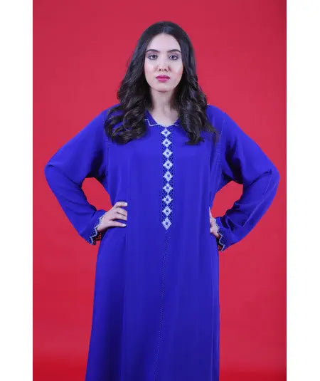 Biyadina Djellaba royal blue with randa Biyadina Store