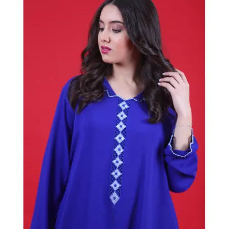 Biyadina Djellaba royal blue with randa Biyadina Store