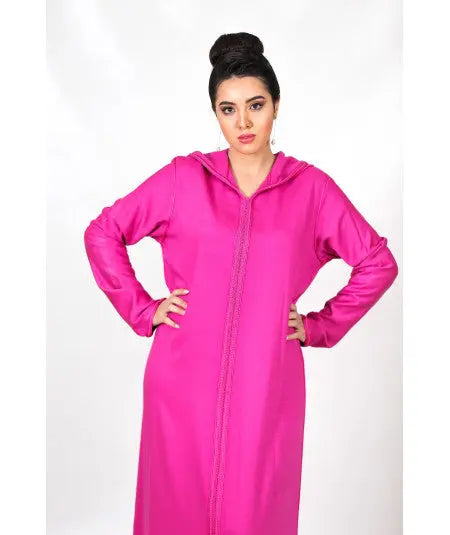 Biyadina Djellaba simple fushia with sfifa fushia Biyadina Store
