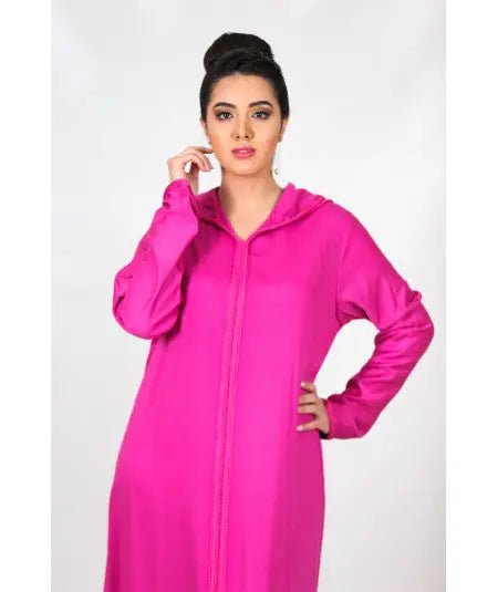 Biyadina Djellaba simple fushia with sfifa fushia Biyadina Store
