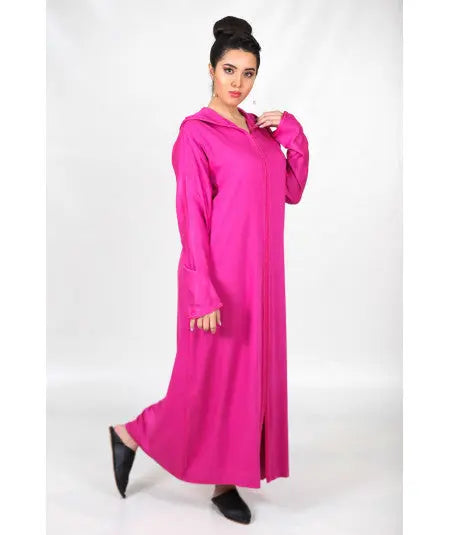 Biyadina Djellaba simple fushia with sfifa fushia Biyadina Store