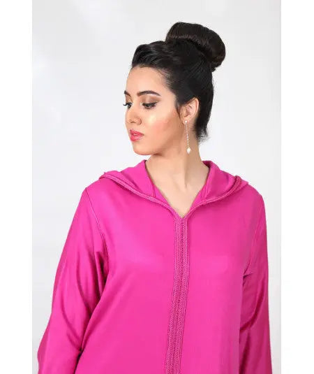 Biyadina Djellaba simple fushia with sfifa fushia Biyadina Store