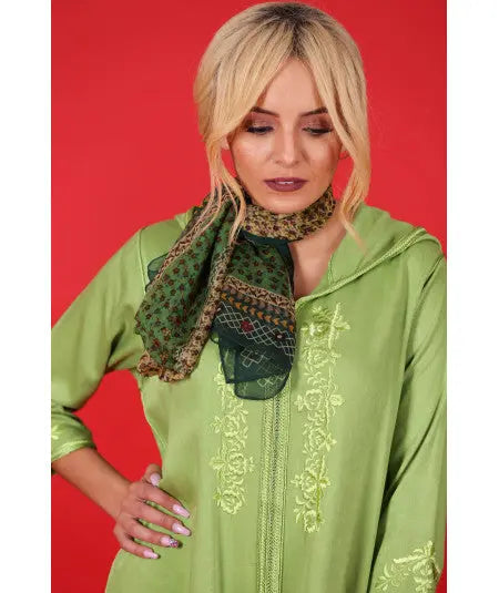 Biyadina Green djellaba with tarz Biyadina Store
