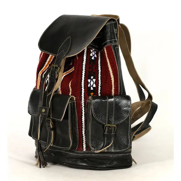 Biyadina Handmade Kilim and Leather Backpack - Unique and Durable Design Biyadina Store