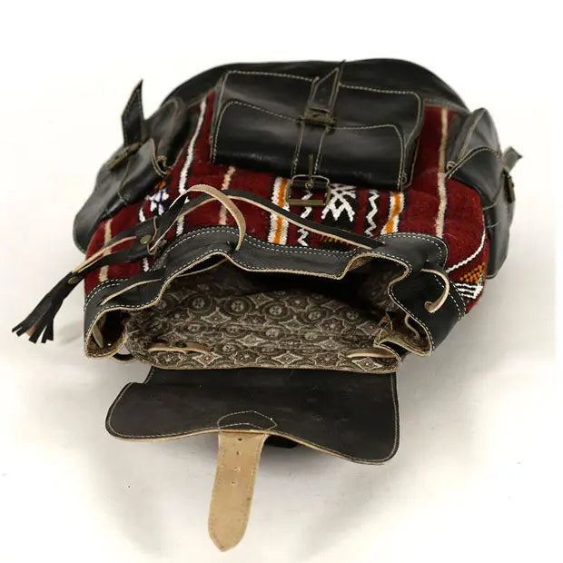 Biyadina Handmade Kilim and Leather Backpack - Unique and Durable Design Biyadina Store
