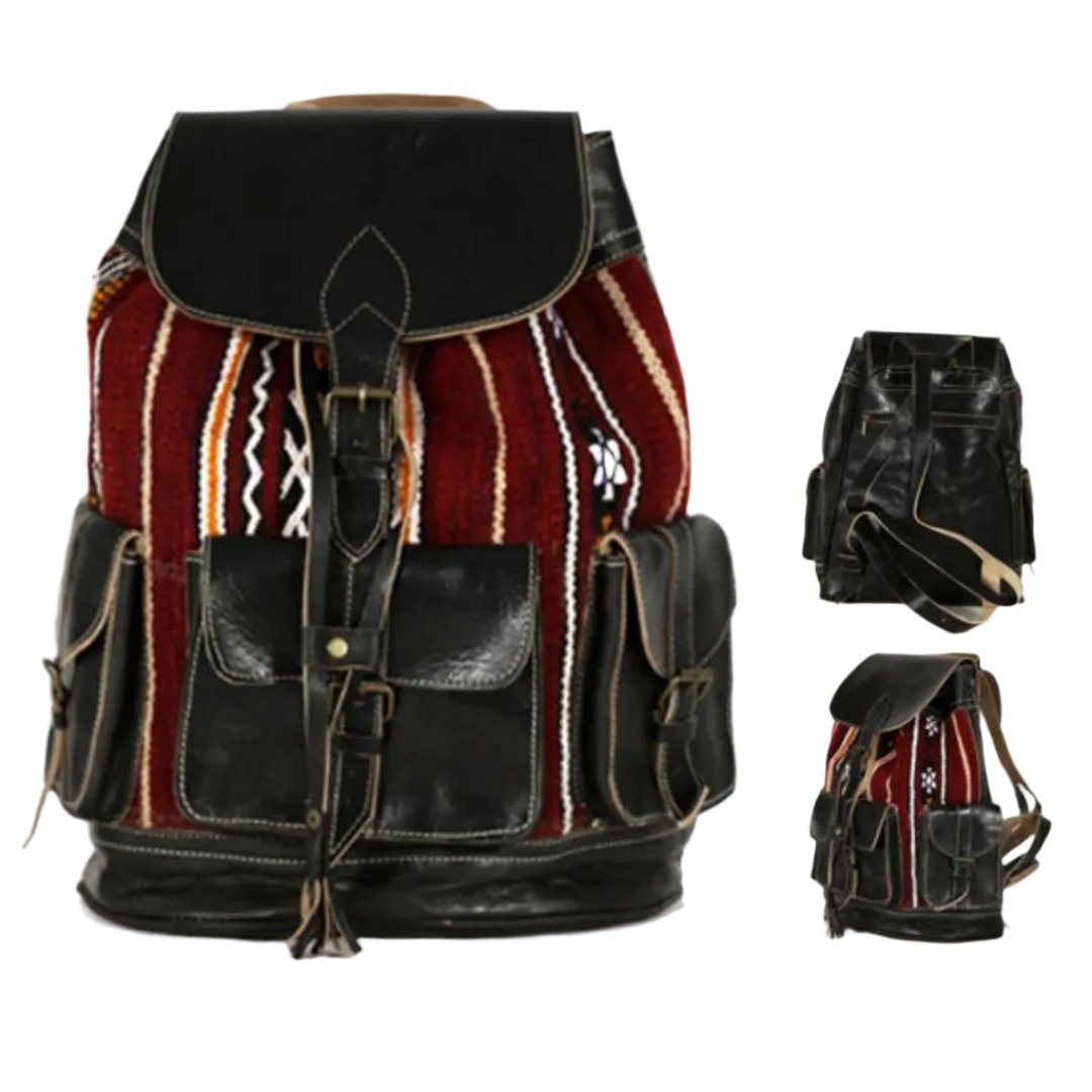 Biyadina Handmade Kilim and Leather Backpack - Unique and Durable Design Biyadina Store