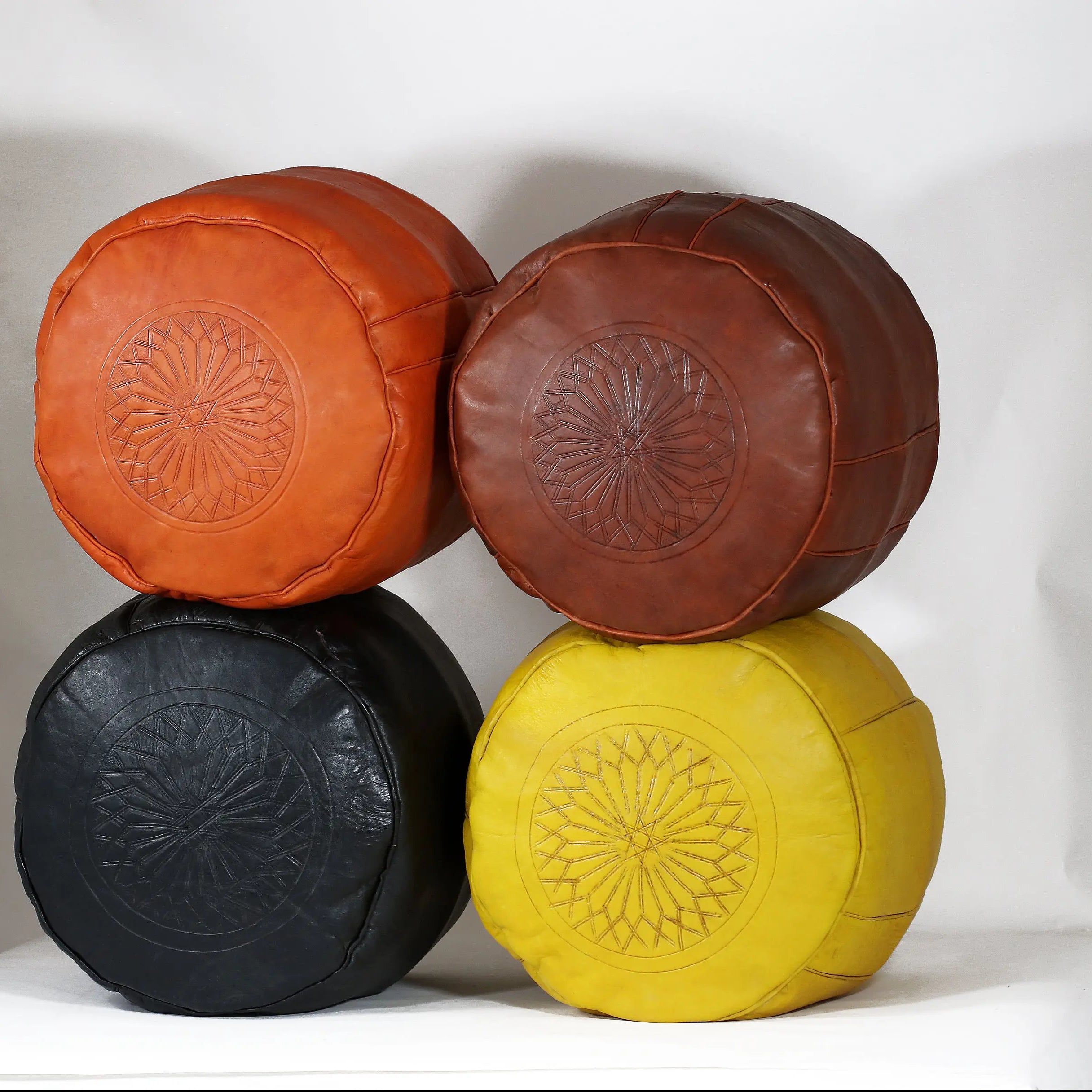Biyadina High-Quality Moroccan Leather Ottoman Biyadina Store