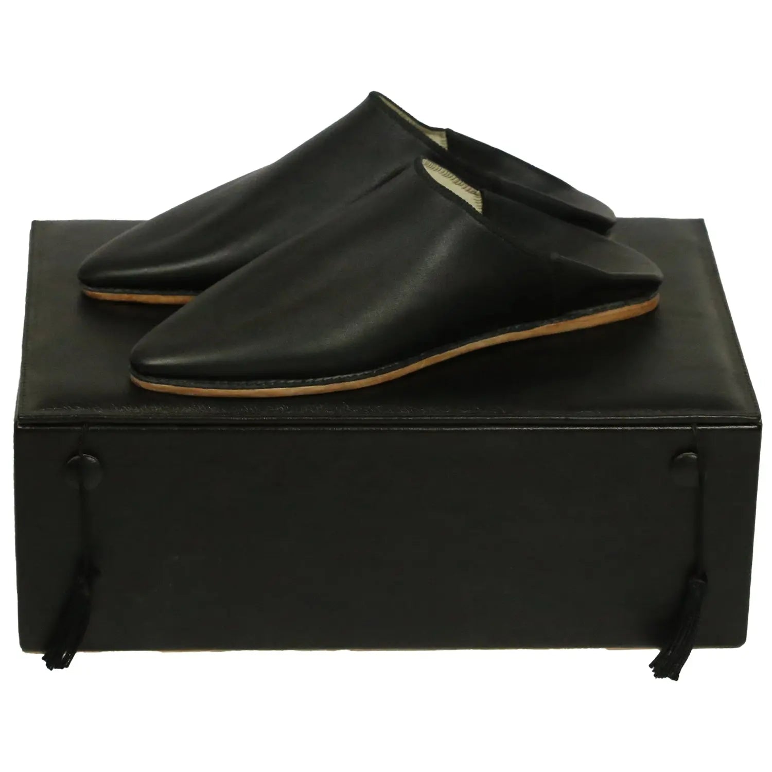 Biyadina Men's Cuir SimpleBlack Moroccan Babouches Leather Slippers Biyadina Store
